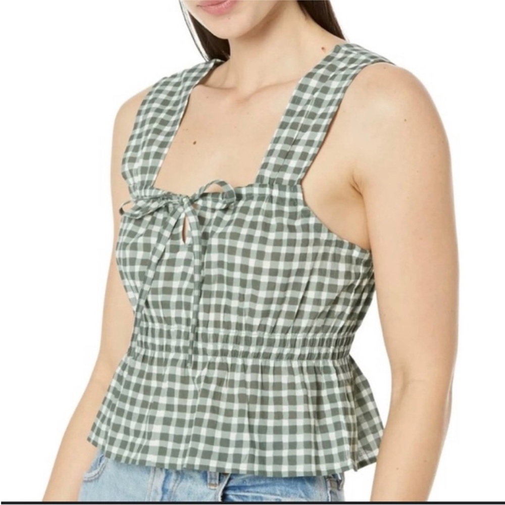Madewell Green Gingham cropped tank